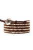 Chan Luu 5 Wrap Bracelet Sterling Silver Brown Leather