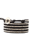 Chan Luu 5 Wrap Bracelet Sterling Silver Natural Black Leather