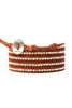 Chan Luu 5 Wrap Bracelet Sterling Silver Natural Brown Leather