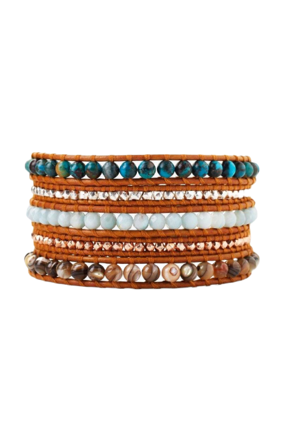 Chan Luu Wrap Bracelet Compressed Turquoise Mix Henna Leather