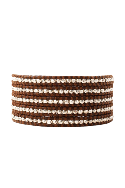 Chan Luu Wrap Bracelet Sterling Silver Brown Leather