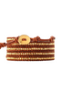 Chan Luu 5 Wrap Bracelet Gold Plated Natural Brown Leather 